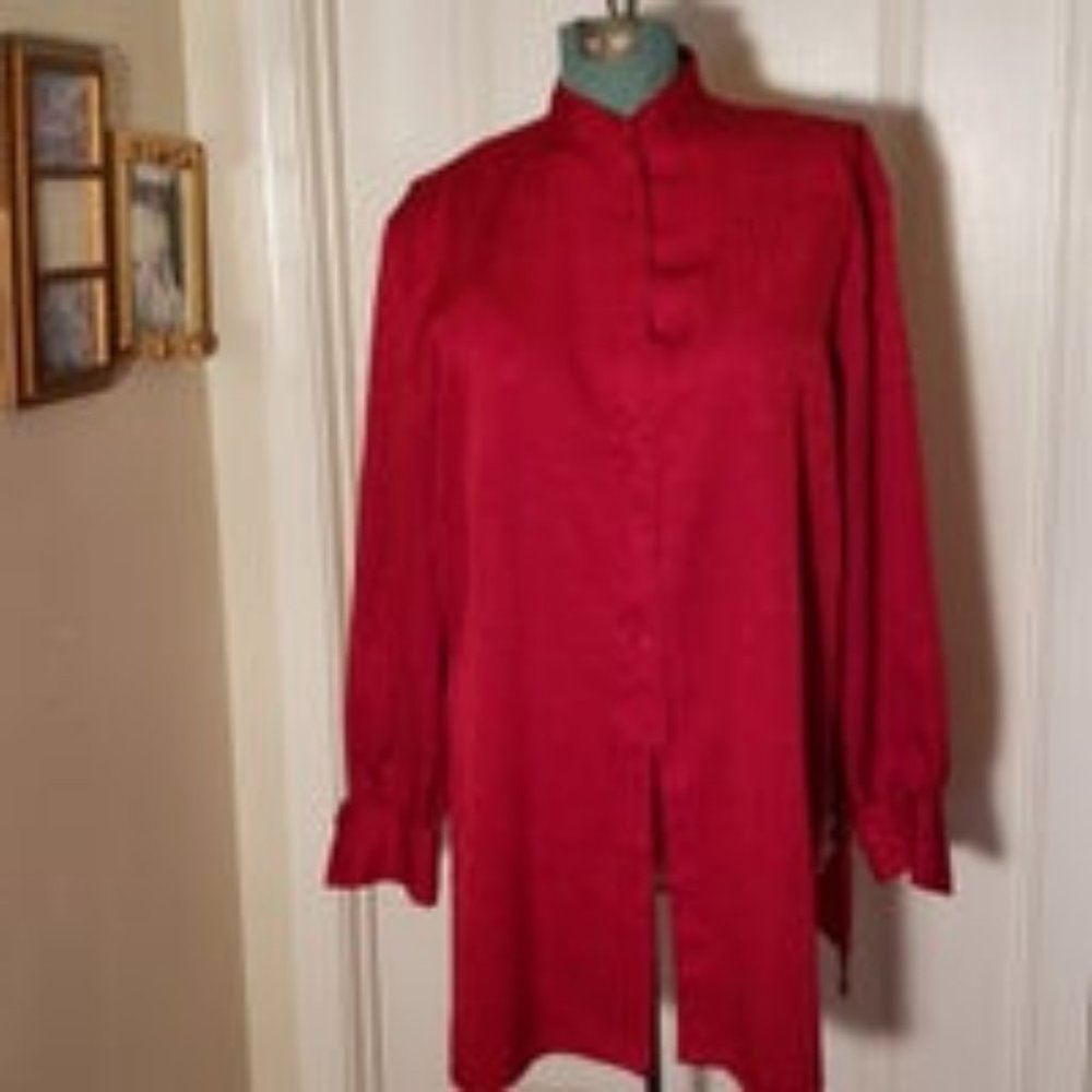 Christie & Jill red tunic blouse size xl